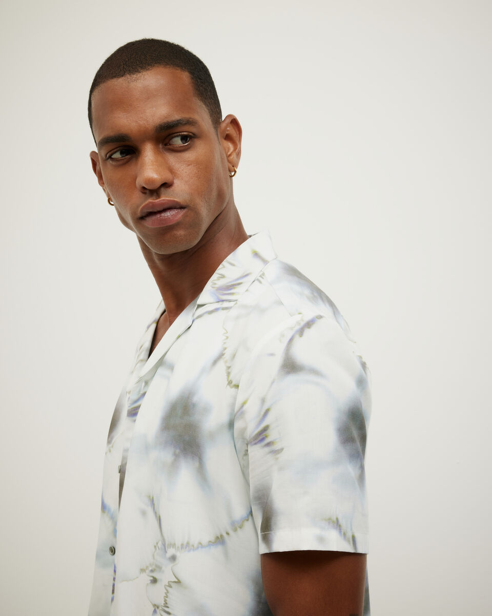 Tie-dye Short Sleeve Shirt, White Multi, hi-res